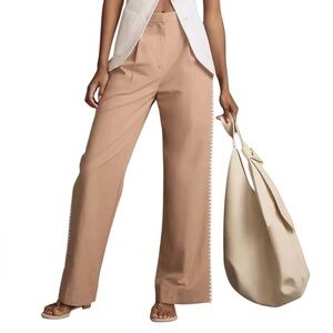 Anthropologie MON RENN embroidered Lisle Pants biscuit size large